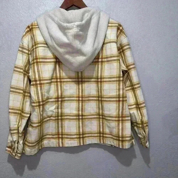 Urban Outfitters Vera Yellow Plaid Twill Hooded Full Zip Jacket Size XS - Picture 9 of 15